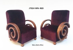 Art Deco Arm Chair Upholstered in a Red Fabric