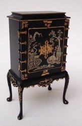 Chinese Chippendale Chinoiserie Cabinet-BLK