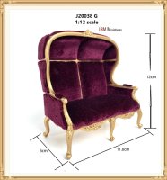 Hooded Arm chair Double with Gold trim