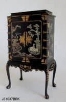 Chinese Chippendale Cabinet on Cabriole Legs - Black