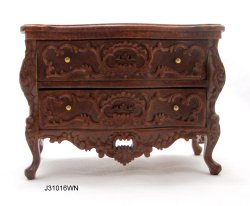 Louis XV Credenza with heavy carving - walnut 1:12 scale