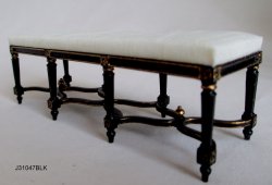 Long Bench with Serpentine Stretchers - Black