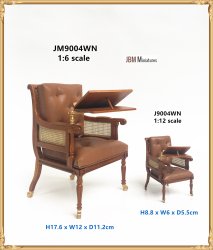 Upholstered arm chair with adjustable writing table 1 : 6 scale