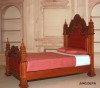 19th Gothic Panelled Bed - walnut Gothic Bed